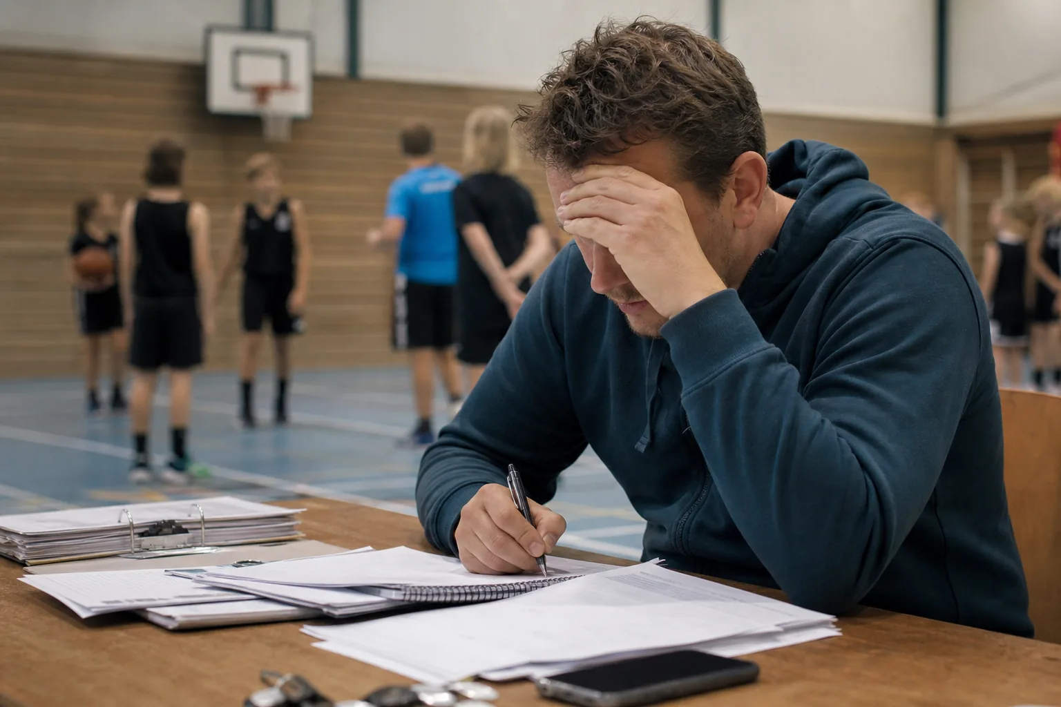 Een Nederlandse sportclub of leslokaal. Beeld bij het artikel: Hoeveel tijd en geld kost het om elke maand over elke leerling te rapporteren?