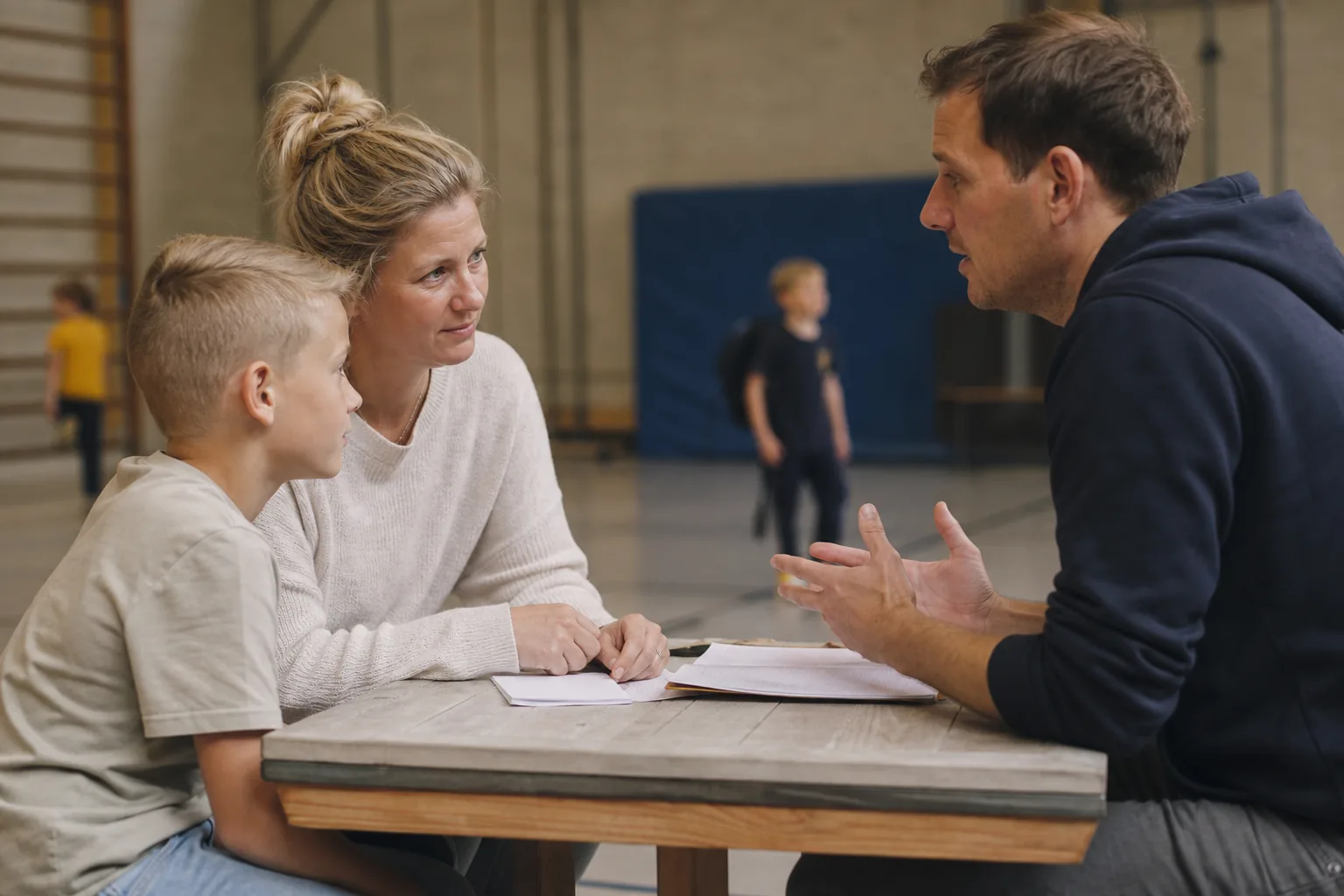 Een Nederlandse sportclub of leslokaal. Beeld bij het artikel: Werkt een vast voortgangsverslag per maand beter voor ouders dan losse appjes na elke les?